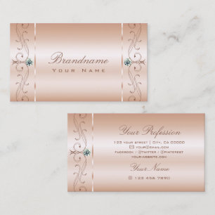 Luxury Pastel Rose Coral Ornate Squiggled Jewels Business Card