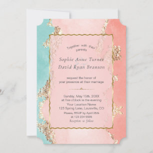 Luxury Pastel Watercolour Gold Foil Wedding Invitation