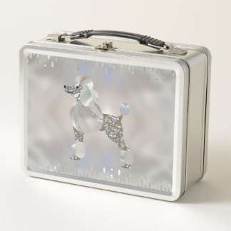 Luxury Pearl and Abalone Poodle Metal Lunch Box