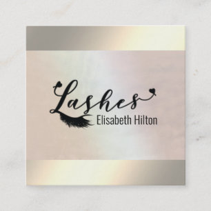 Luxury pearl holographic luminous lashes logo square business card