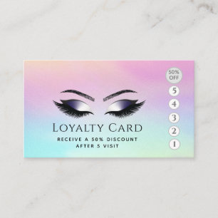 Luxury pearl lashes makeup eyes holographic loyalty card