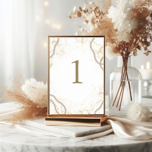 Luxury Pearls and Prosecco Table Number