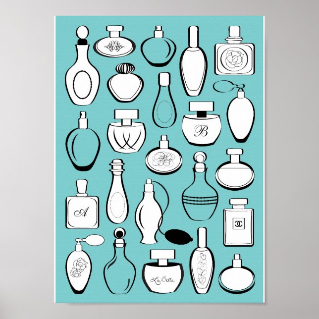 Luxury perfumes framed print - blue (Front)