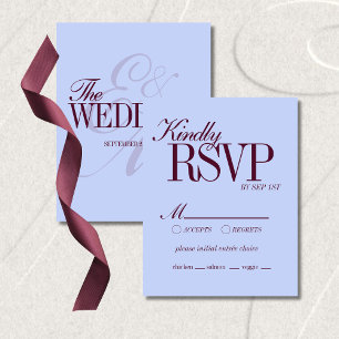 Luxury Periwinkle and Plum Formal Wedding Details RSVP Card