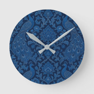 Luxury Persian deep Peacock Blue Pattern Round Clock