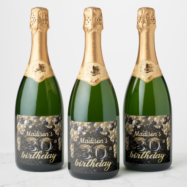 Luxury Personalised 30th Birthday Sparkling Wine Label (Bottles)