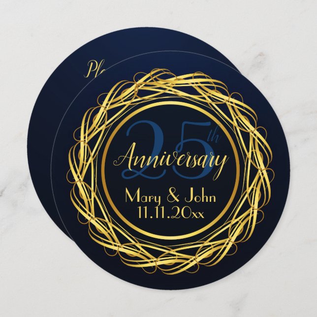 Luxury Personalised Anniversary Party Invitation (Front/Back)