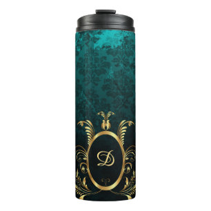 Luxury Personalised Damask gold Frame Thermal Tumbler