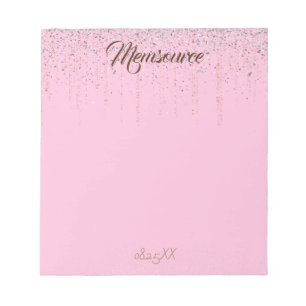 Luxury Personalised Gift Silver Gold Chic Pink Notepad
