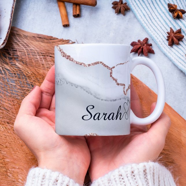 Luxury Personalised Grey Gold Abstract Marble Mug (Creator Uploaded)