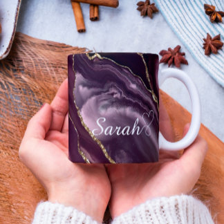 Luxury Personalised Maroon & Gold Marble Mug