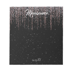 Luxury Personalised Silver Rose Gold Chic Black Notepad