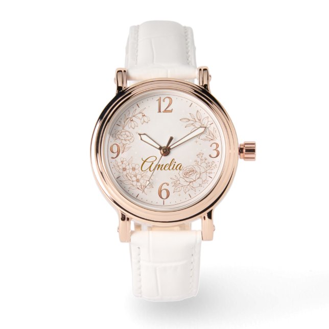 Luxury Personalized Birth Flower Watch Gift (Front)