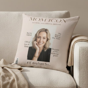 Luxury Personalized Mom Magazin Cover Photo Cushion