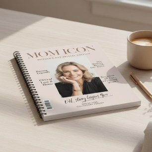 Luxury Personalized Photo Mom Magazine Cover Notebook