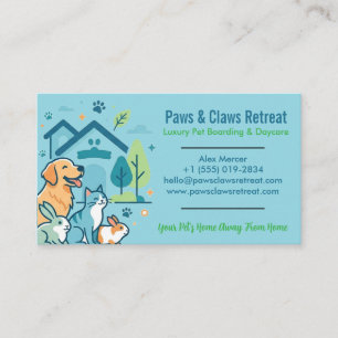 Luxury Pet Boarding & Daycare Cute Multi-Pet Business Card