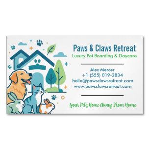 Luxury Pet Boarding & Daycare Cute Multi-Pet  Magnetic Business Card