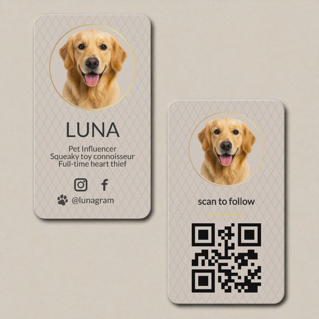 Luxury Pet Influencer Social Media Business Card (Creator Uploaded)