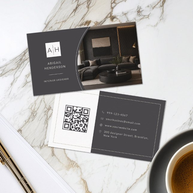 Luxury Photo QR Code Interior Designer Business Card (Creator Uploaded)