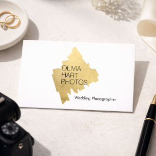 Luxury Photographer Gold Minimal Logo White Business Card