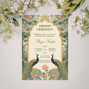 Luxury Pichwai Indian Mehndi Ceremony Invitation