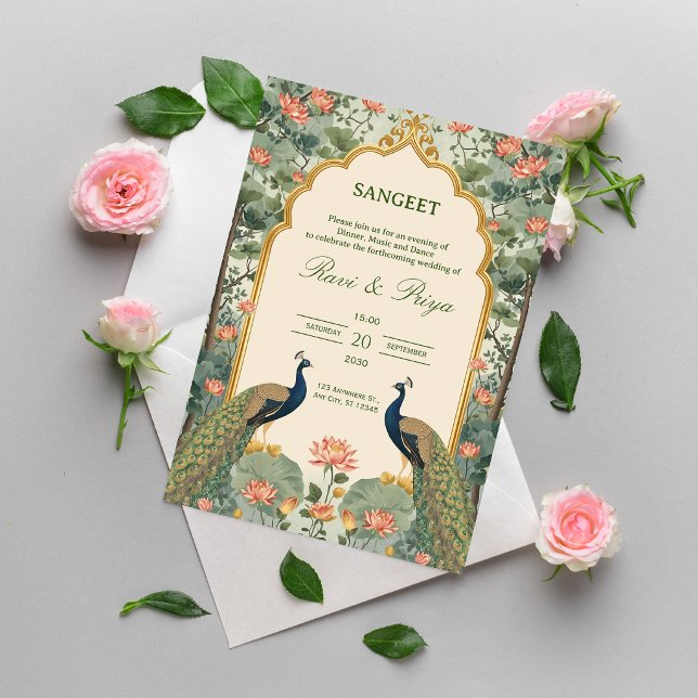 Luxury Pichwai Indian Sangeet Ceremony Invitation (Creator Uploaded)