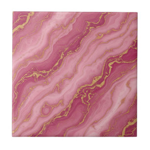 Luxury Pink and Rose Gold Marble Ceramic Pattern Tile