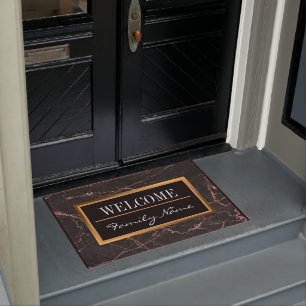 Luxury Pink Black Marble Customise Doormat