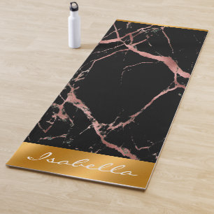 Luxury Pink Black Marble Customise Yoga Mat