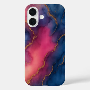Luxury Pink Blue Gold Marble Phone Case
