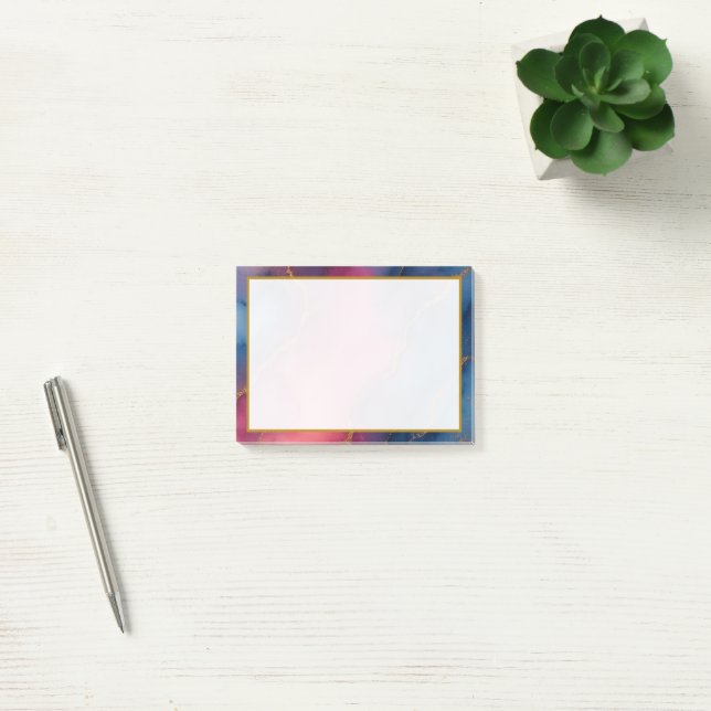 Luxury Pink Blue Gold Marble Post-it Notes (Office)