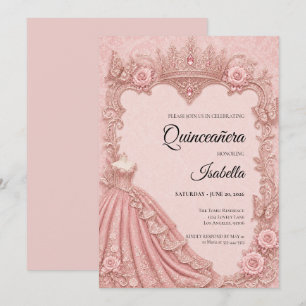 Luxury Pink Butterflies Floral Quinceañera Invitation