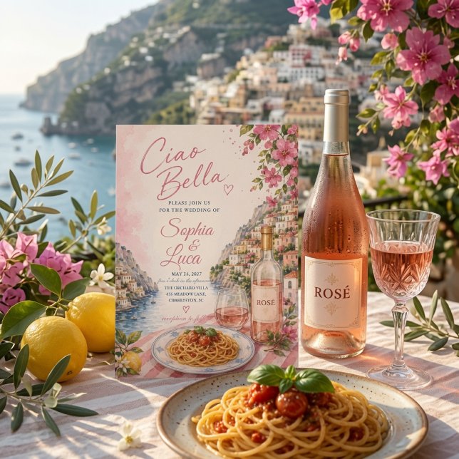 Luxury Pink Ciao Bella Positano Invitation (Creator Uploaded)