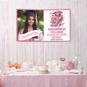 Luxury Pink Class of 2026 Photo Graduation Banner