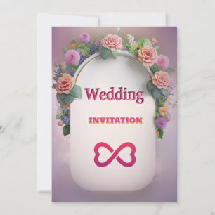 Luxury Pink Floral Art Wedding Invitation