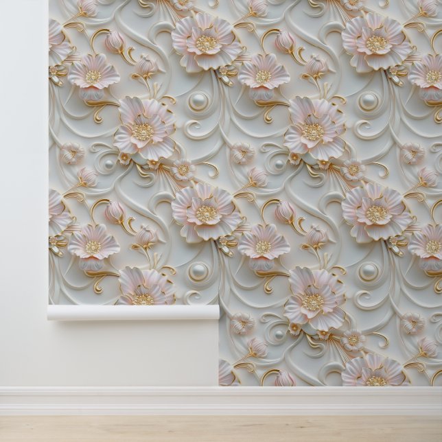 Luxury Pink Floral Wallpaper (Application)