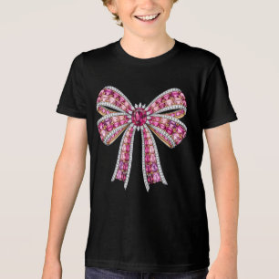 Luxury Pink Gemstone Ribbon Bow Jewelry Art Tri-Blend Shirt