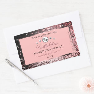 Luxury Pink Glitter Product Labels Logo Diamonds
