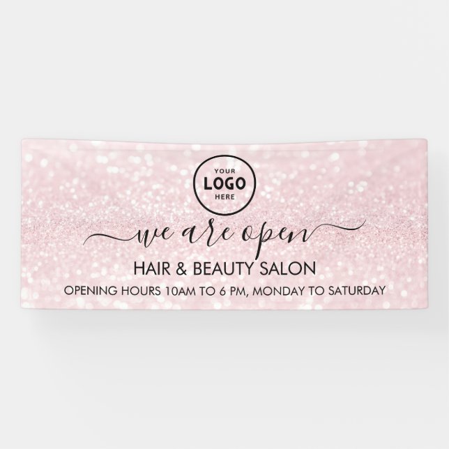 Luxury Pink Glitter Salon Supplies Banner (Horizontal)