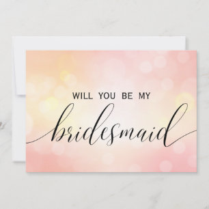 Luxury Pink Glitter  Will You Be My Bridesmaid Invitation