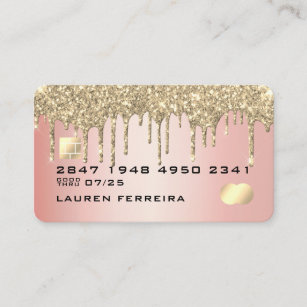 Luxury Pink Gold Glitter Faux Debit Card