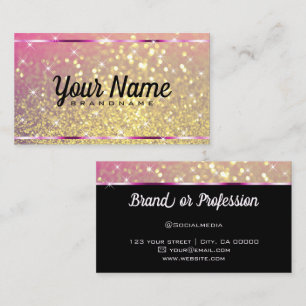 Luxury Pink Gold Glitter Luminous Stars Elegant  Business Card