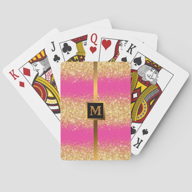 Luxury Pink Gold Glitter Playing Cards (Back)