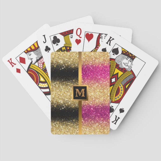 Luxury Pink Gold Glitter Playing Cards (Back)