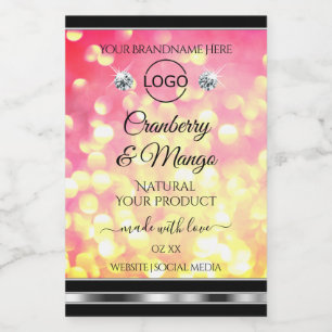 Luxury Pink Gold Glitter Product Label Jewels Logo