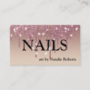 Luxury Pink Gold Glittery Nail Polish Business Card