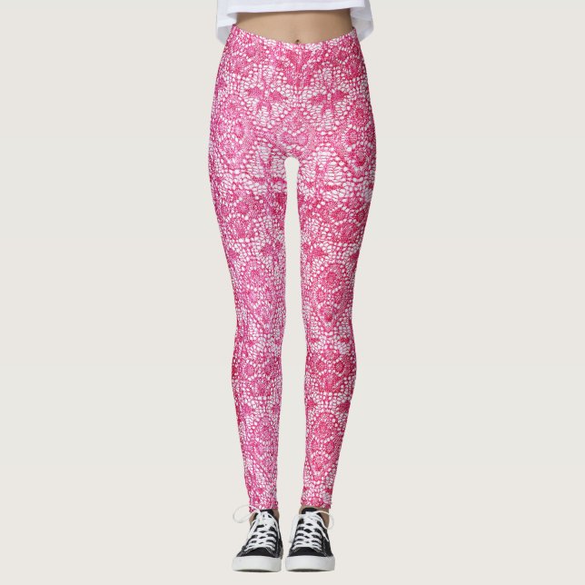 Luxury Pink Lace Leggings (Front)