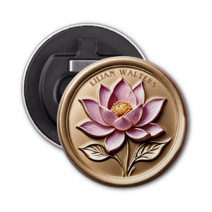 Luxury Pink Lotus Gold Bottle Cap Opener