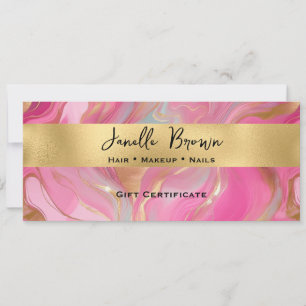 Luxury Pink Marble and Gold Gift Certificate Card