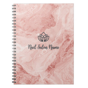 Luxury Pink Marble Custom Nail Salon with Logo Notebook